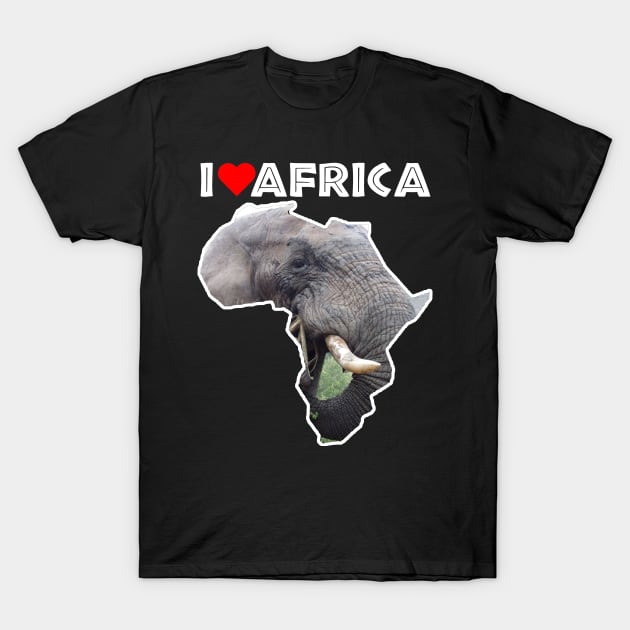 I Love Africa Bull Elephant T-Shirt by PathblazerStudios